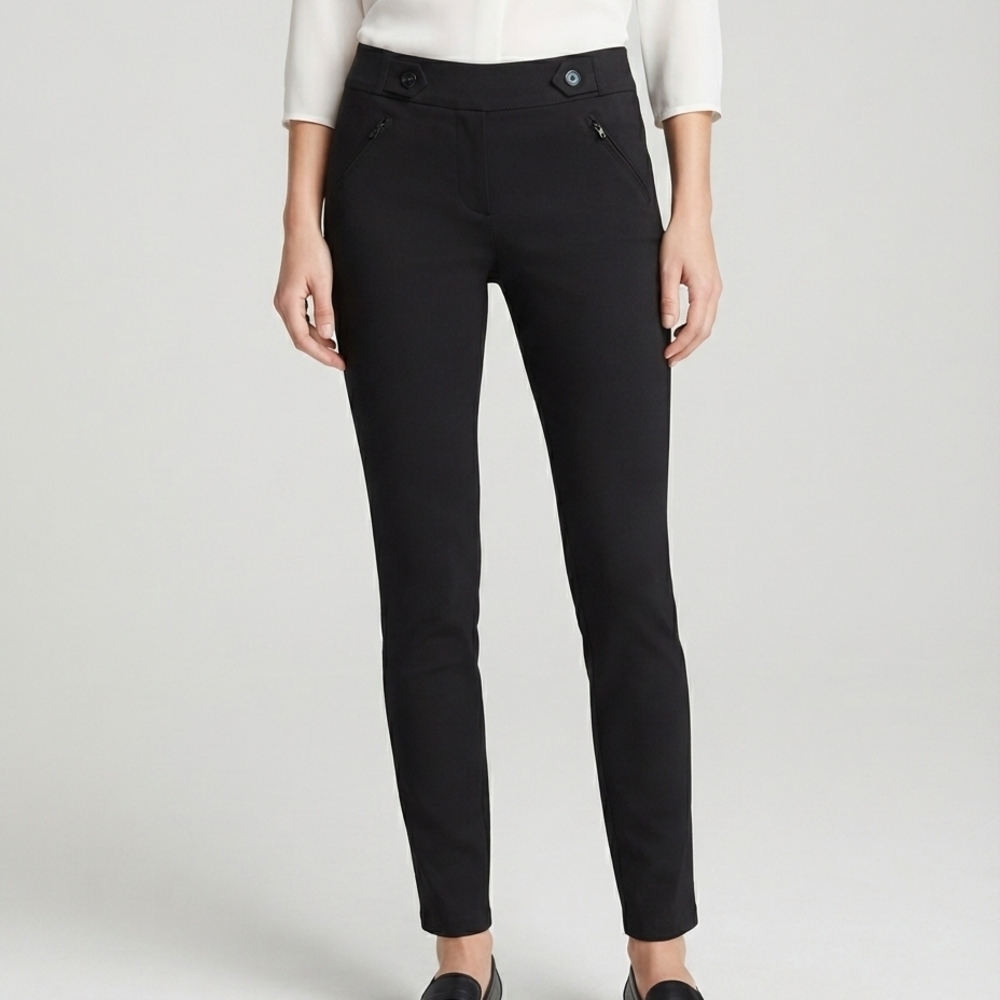 Madison Black Skinny Ponte Pants with Zip Pockets